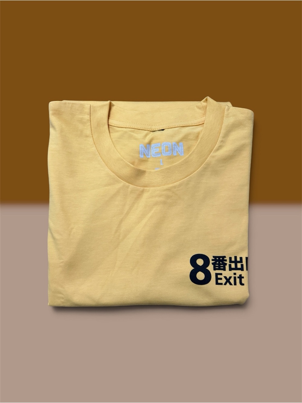 Men's Pale Yellow 'Exit 8' Graphic Crew Tee